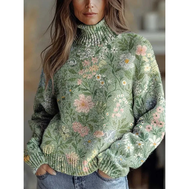 Women's casual polyester top with abstract red and green 3D Christmas pattern print