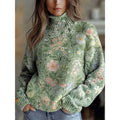 Women's casual polyester top with abstract red and green 3D Christmas pattern print