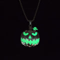 Halloween necklace with luminous pumpkin pendant glowing in green light, zinc alloy construction