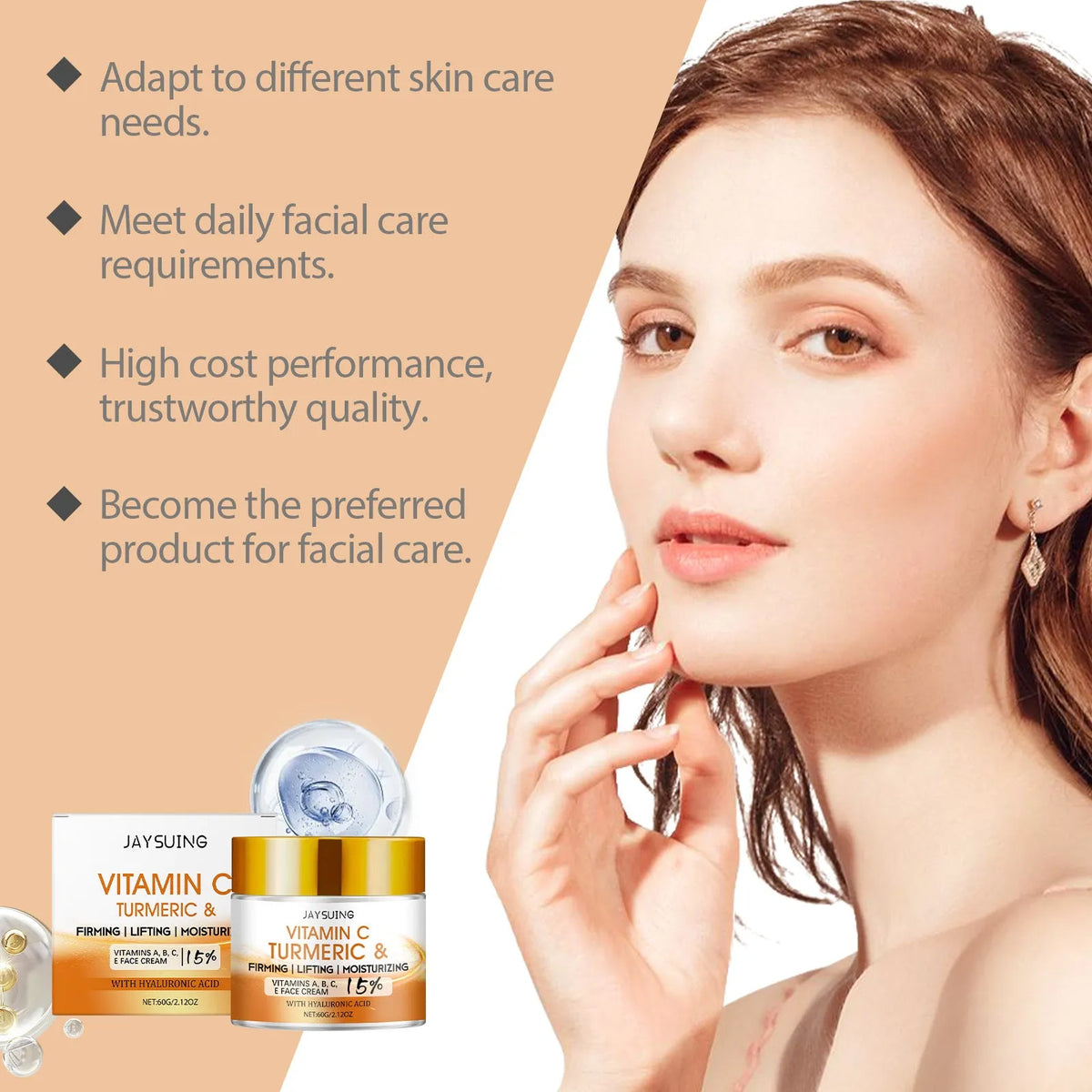 Firming and rejuvenation lifting neck cream 60g with vitamin C, retinol, nicotinamide and hyaluronic acid