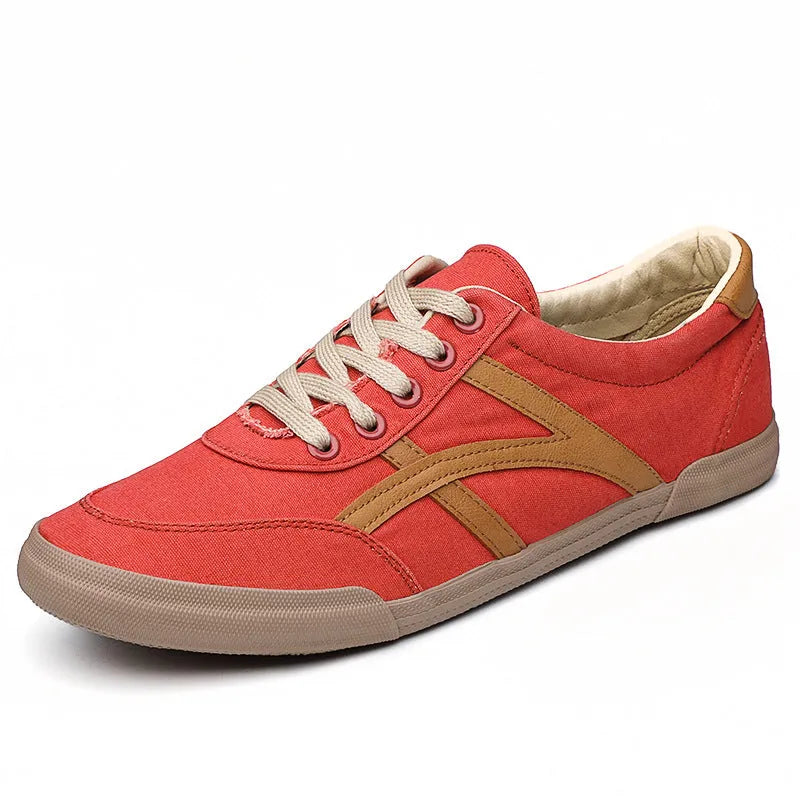 Men's canvas shoes, breathable cloth upper, low top, flat heel, front lace-up, sizes 38-46