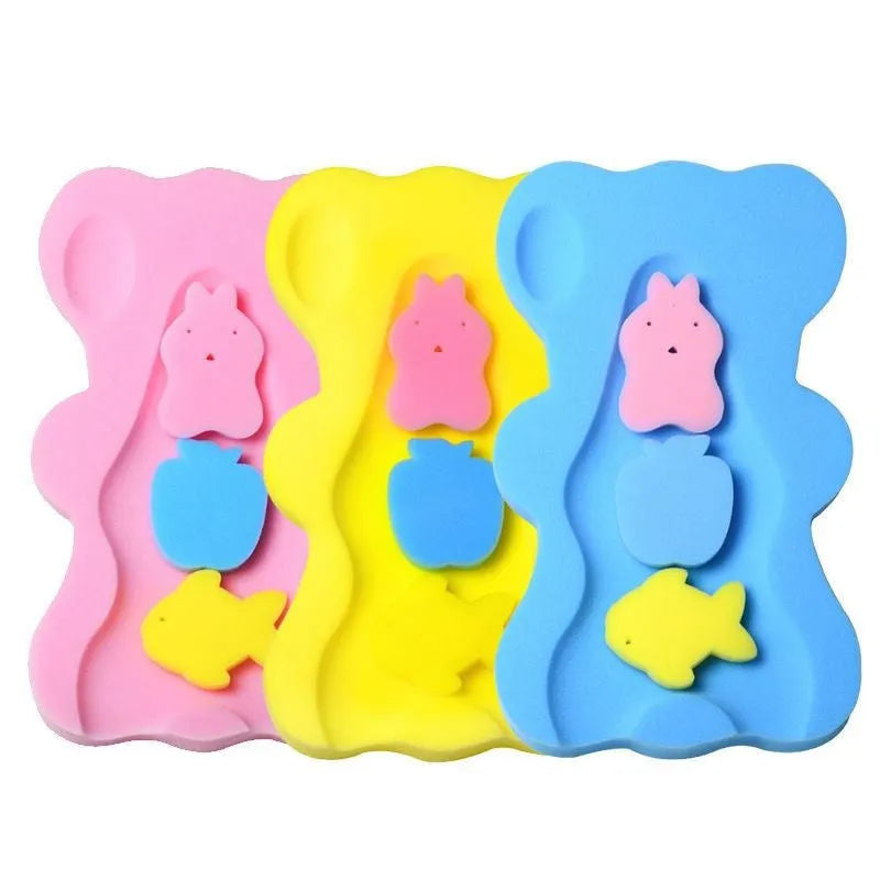 Non-slip baby bath sponge mat in blue, 4.7 cm thick polyurethane cushion for infant pool and tub use