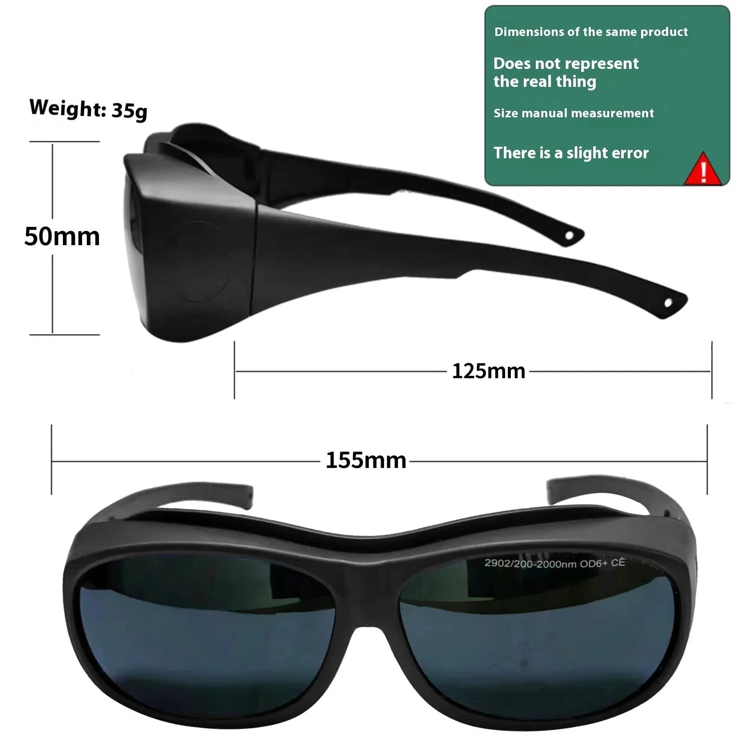 Photon skin rejuvenation and welding goggles with clear PC lenses for 200–2000nm laser protection.