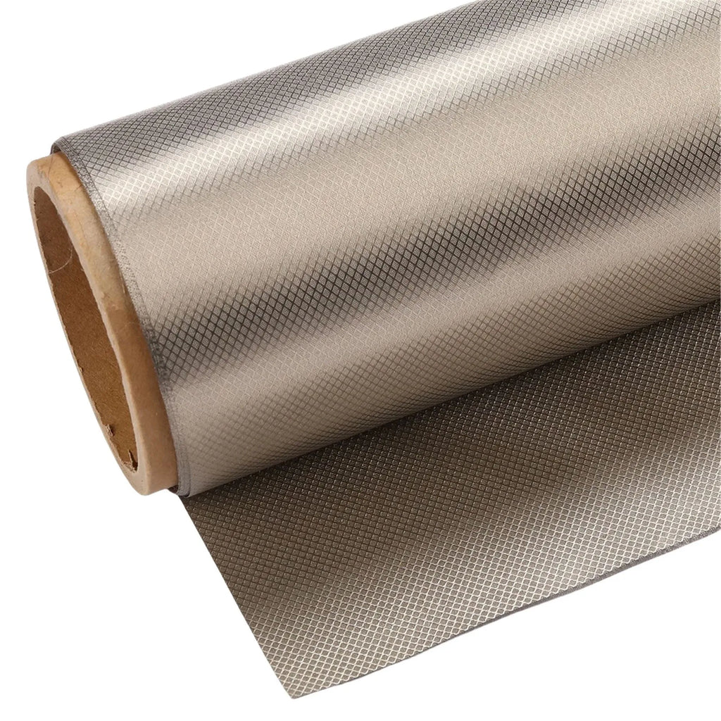 Grey diamond lattice radiation shielding fabric with copper and nickel metal fibres for signal blocking