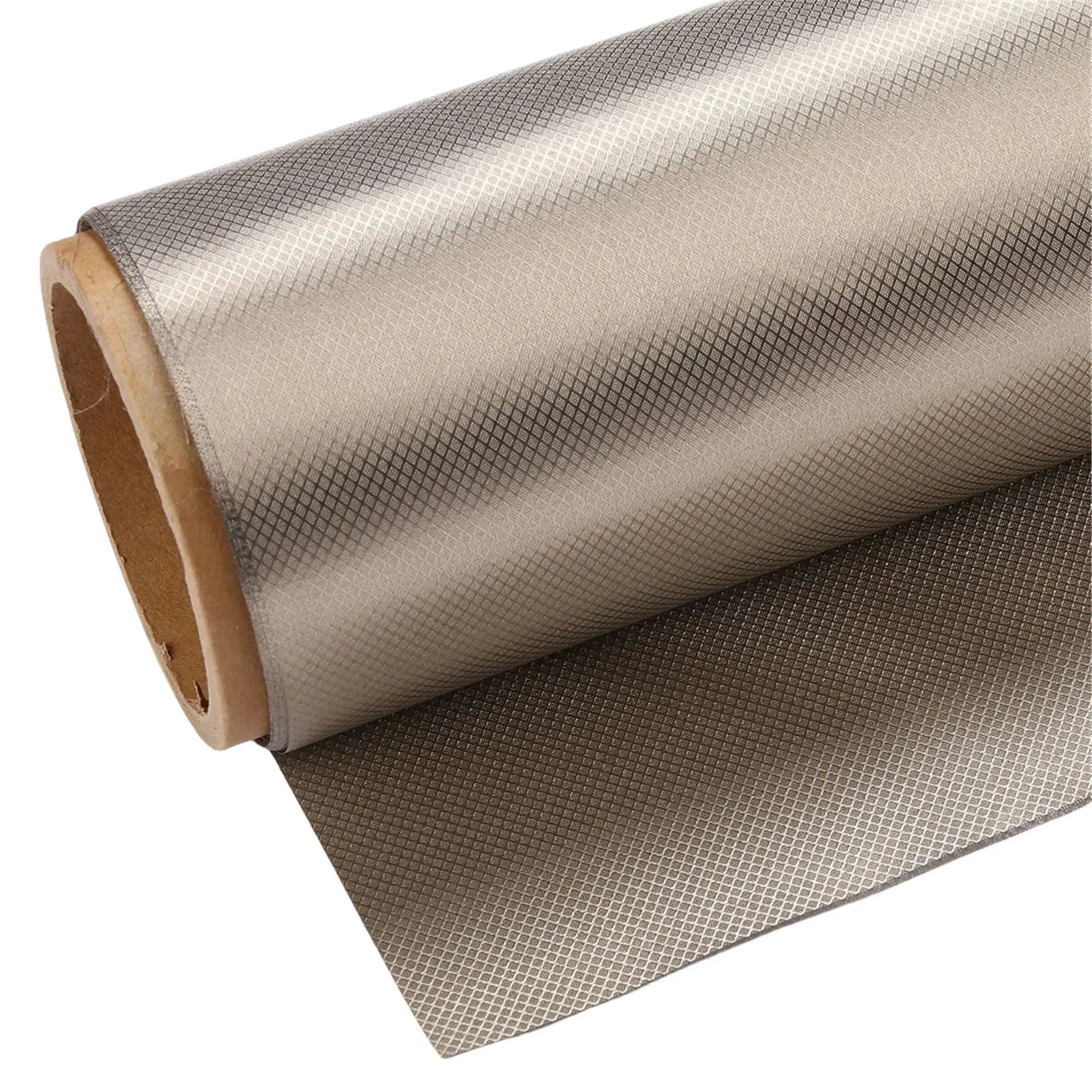 Grey diamond lattice radiation shielding fabric with copper and nickel metal fibres for signal blocking