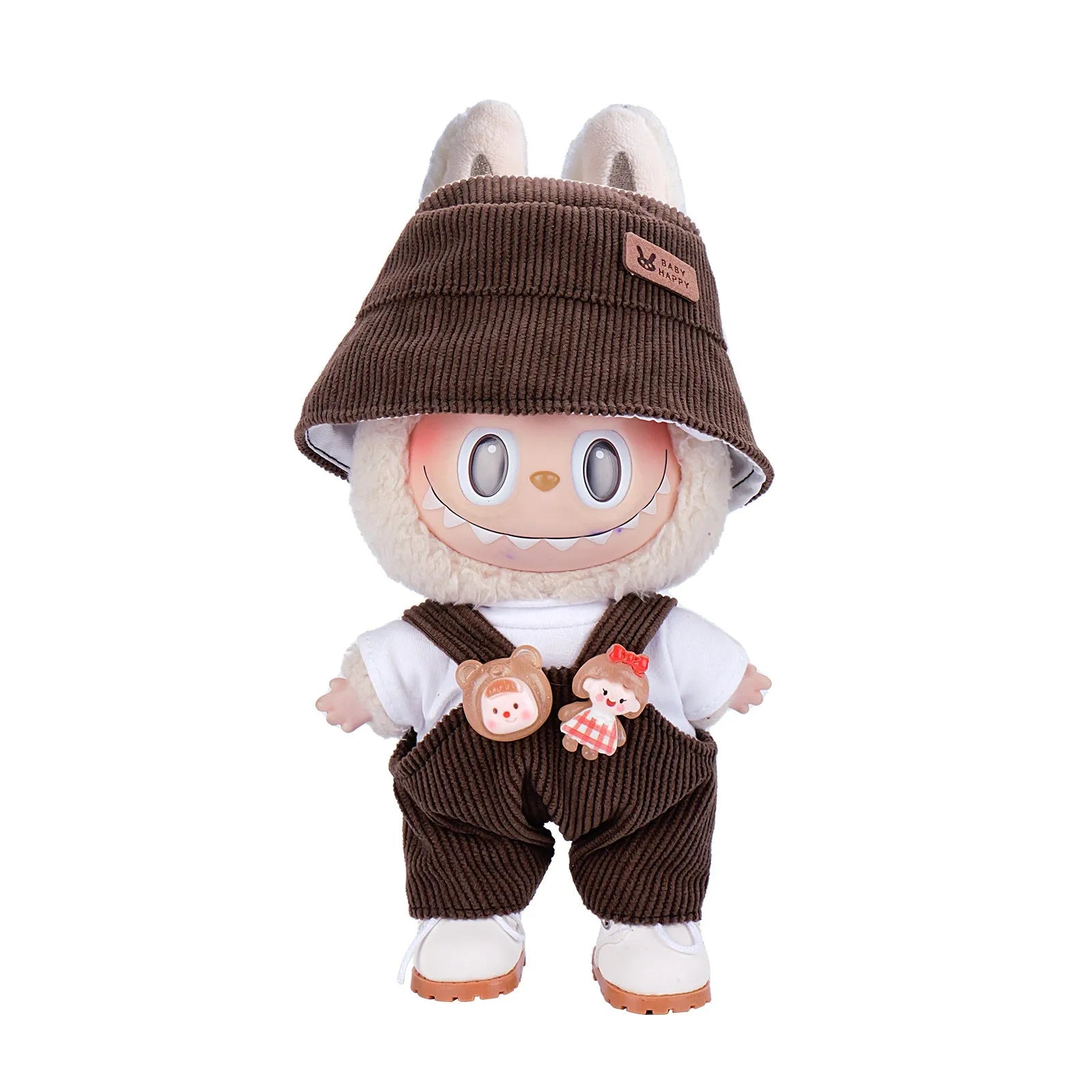 17cm doll clothes set with bucket hat, blouse, pants, and underwear in six colour options including No. 25 to No. 29 and Shoes No. 18