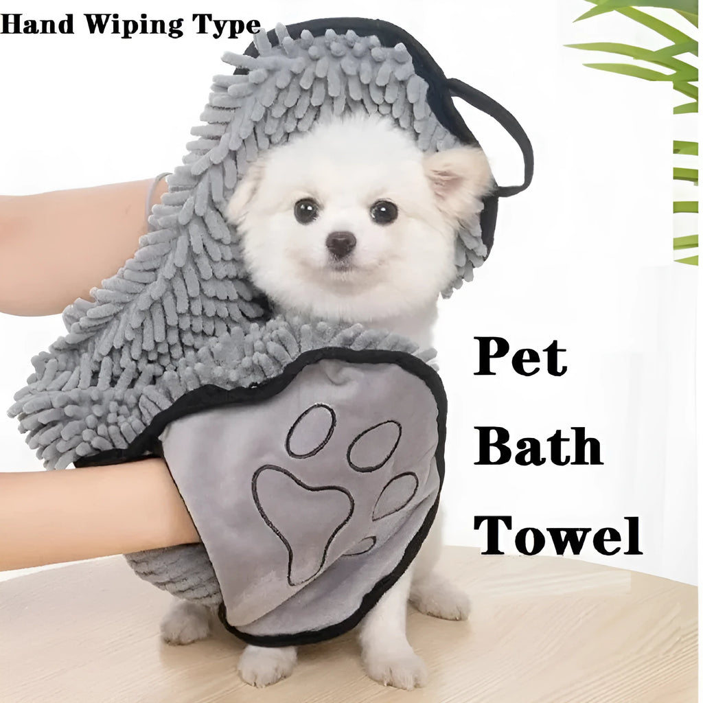 Quick-dry pet bath robe towel in blue, measuring 62 by 23 centimetres