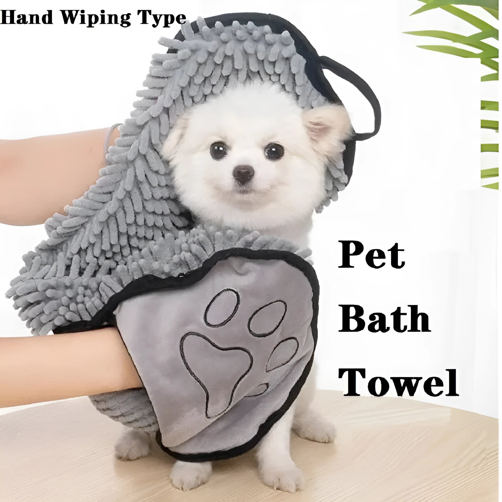 Quick-dry pet bath robe towel in blue, measuring 62 by 23 centimetres