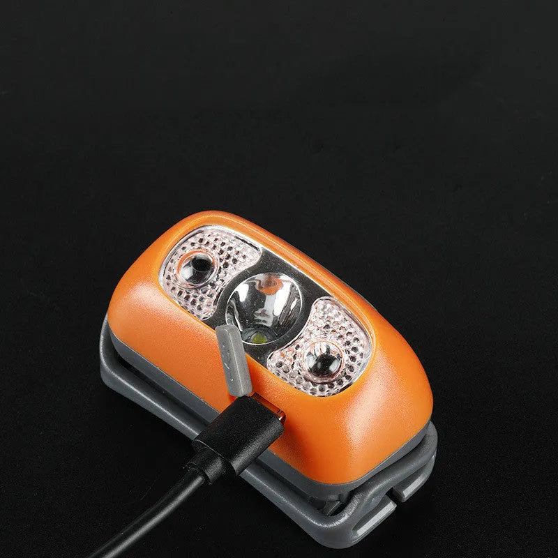 Multifunctional head-mounted night fishing light in Black with hand-press mechanism and 5W LED