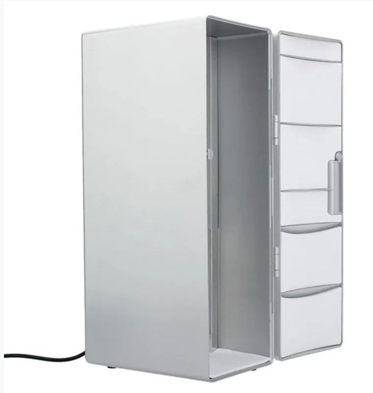 Mini USB Fridge in compact size 12x8.5x25cm with USB cable for cooling and warming drinks
