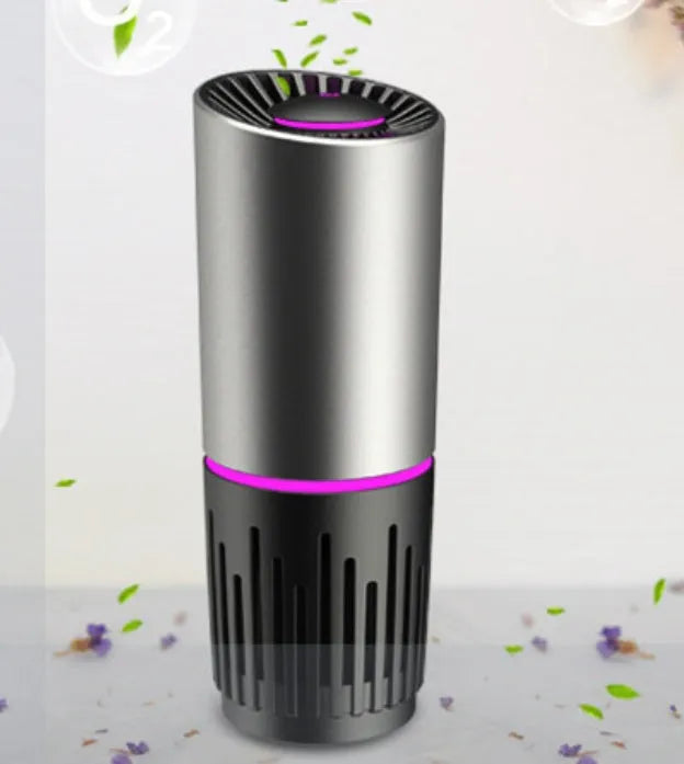 Silver car air purifier cup with high CADR made from ABS plastic for interior use