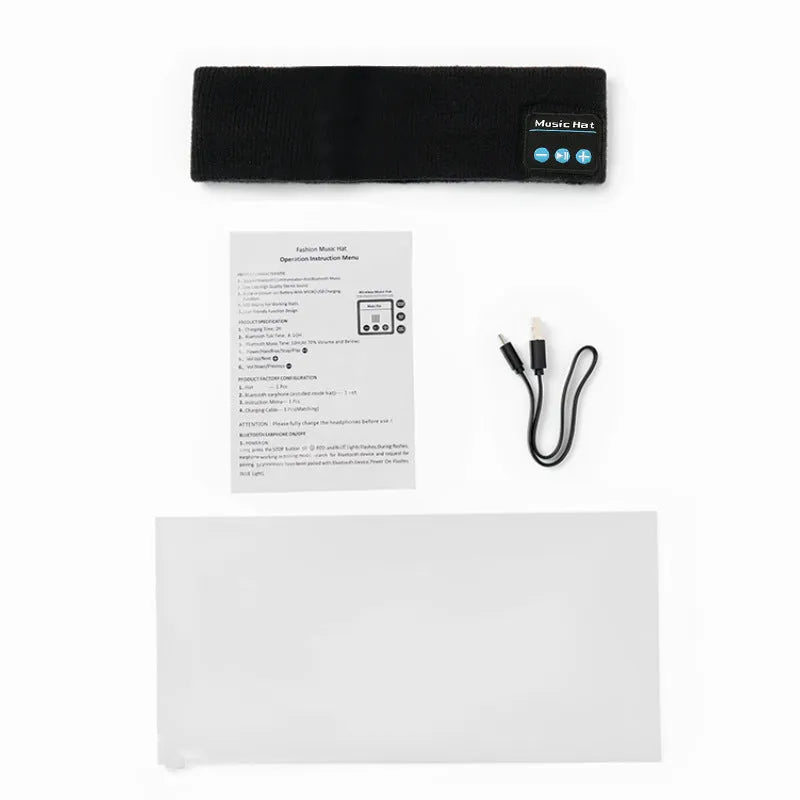 Bluetooth 5.4 wireless headband in black colour with removable washable design for sports and exercise