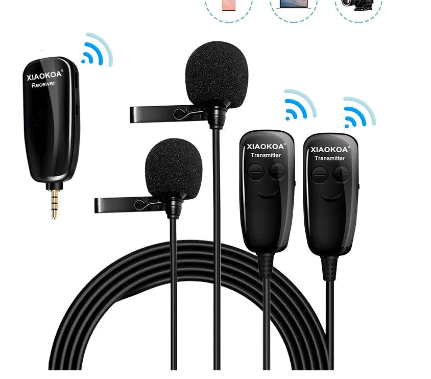 Black mobile phone lavalier microphone with 3.5mm plug for smartphone audio recording