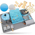 Pet sniffing pad made from felt and webbing with tunnel maze folds for hiding treats, suitable for dogs.