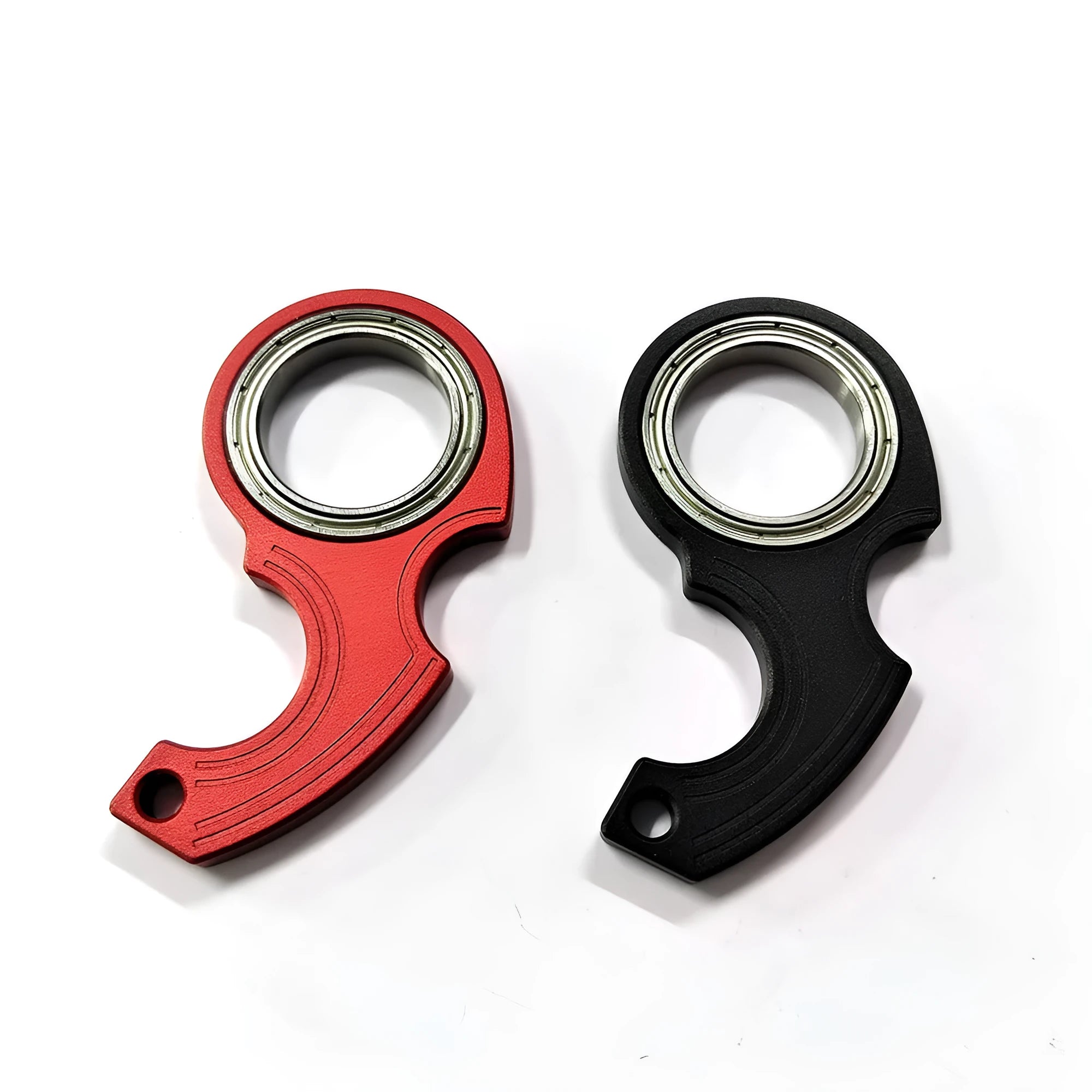 Metal rotating keychain with karambit style texture in five colours black red green silver yellow