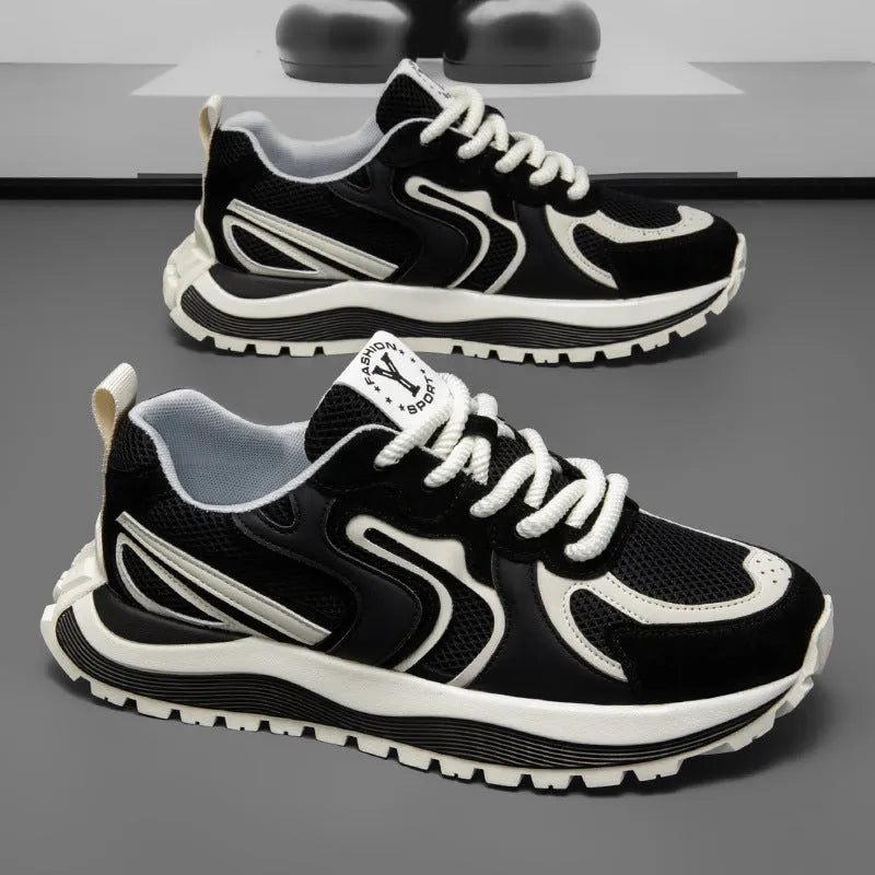 Men's yellow casual sneakers with mesh panels, round toe, and rubber sole displayed from side view