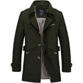 Men's mid-length windbreaker jacket in cotton, available in ArmyGreen, Black, Dark khaki, Light Khaki, Navy blue