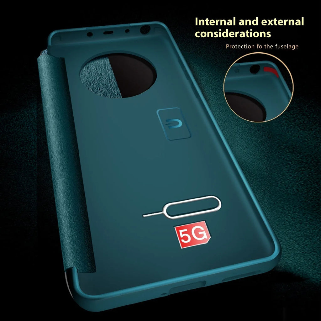 Purple smart sleep window flip phone case for Huawei with imitation leather and soft edging