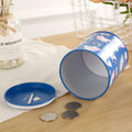 British style metal piggy bank for coin saving measuring 85mm wide