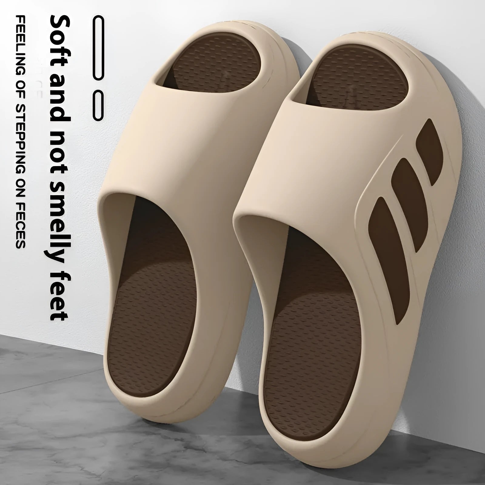 EVA platform flip-flop slippers for indoor use in two-tone red and black colour.