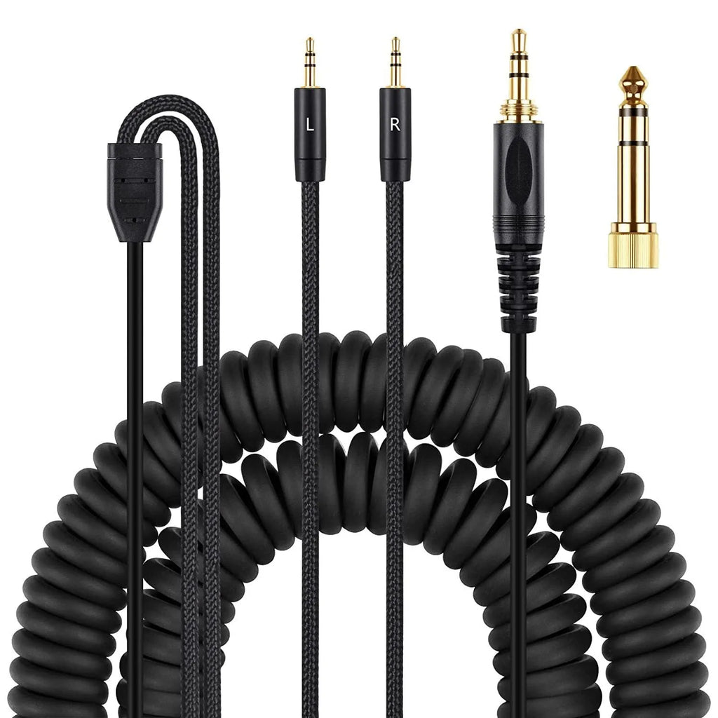 Black 1.8m headphone cable with double 25mm plug for HE400i He560 headphones
