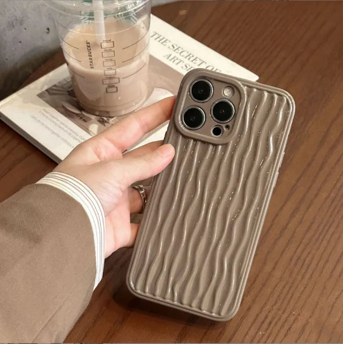Silicone water ripple phone case glossy back cover for iPhone models in five colours