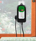 Digital temperature and humidity controller with LCD display showing readings