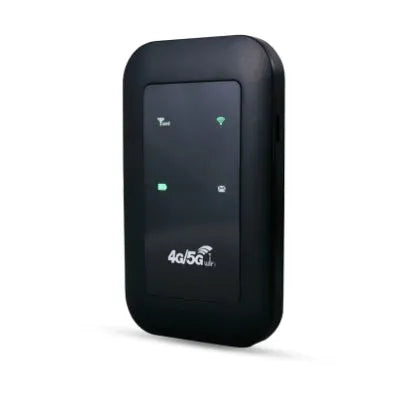 Mobile portable WiFi router with built-in antenna, 4G LTE, 2100mAh battery, black casing