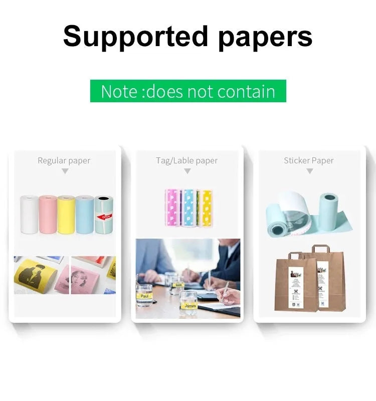 Mini Bluetooth wireless thermal printer for photos and stickers, white colour, compact size
