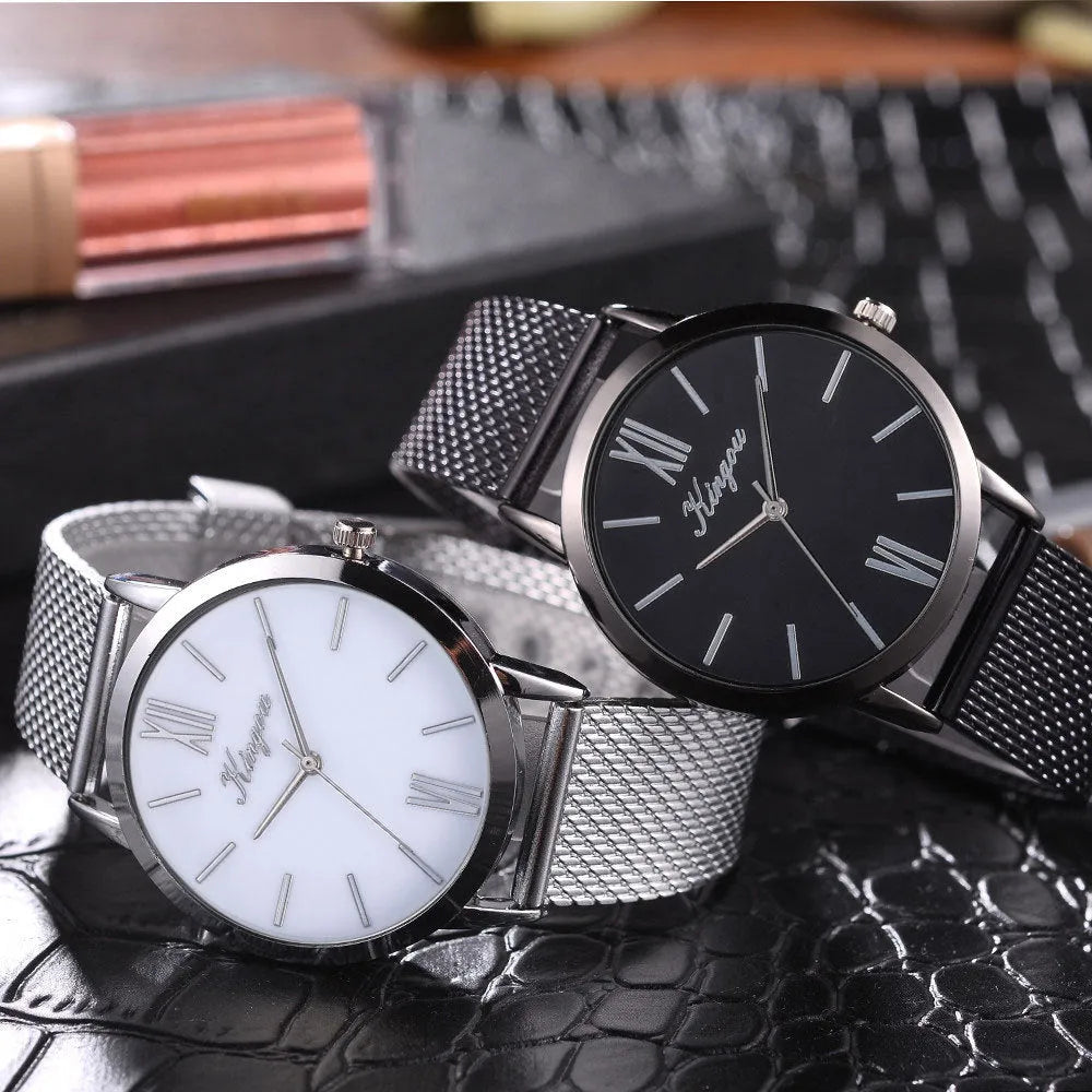 Ladies casual quartz watch with 40mm round dial, plastic strap, and alloy case on white background