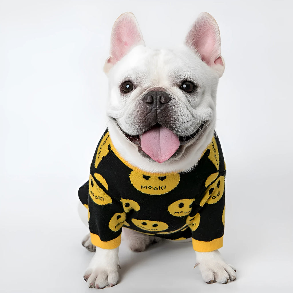 MK9 smile wool pet sweater in black, casual dog and cat clothes, sizes XXS to XXL