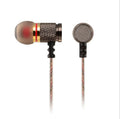In-ear headphones with metal subwoofer design, 3.5mm L-bend plug, and silicone cable