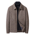 Men's bamboo fiber Vinylon woolen long sleeve coat in black, gray, brown, and coffee sizes M to 5XL