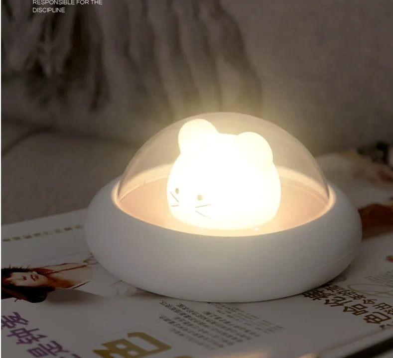 Blue USB LED night light with touch control on lampshade, 12 cm, 5W, plug-in model
