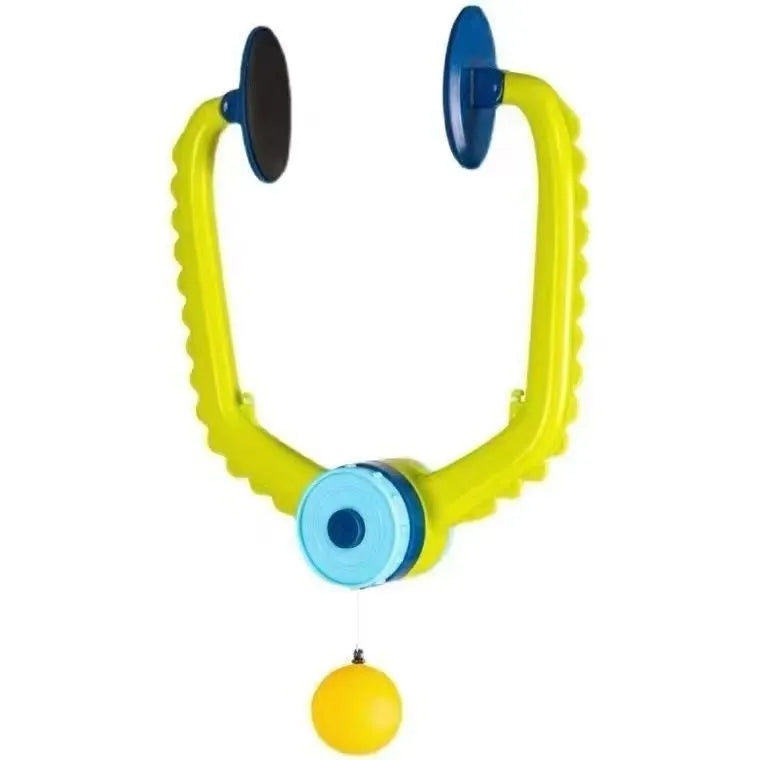 Children's table tennis ball trainer with ABS clip attached to a door frame, including three table tennis balls