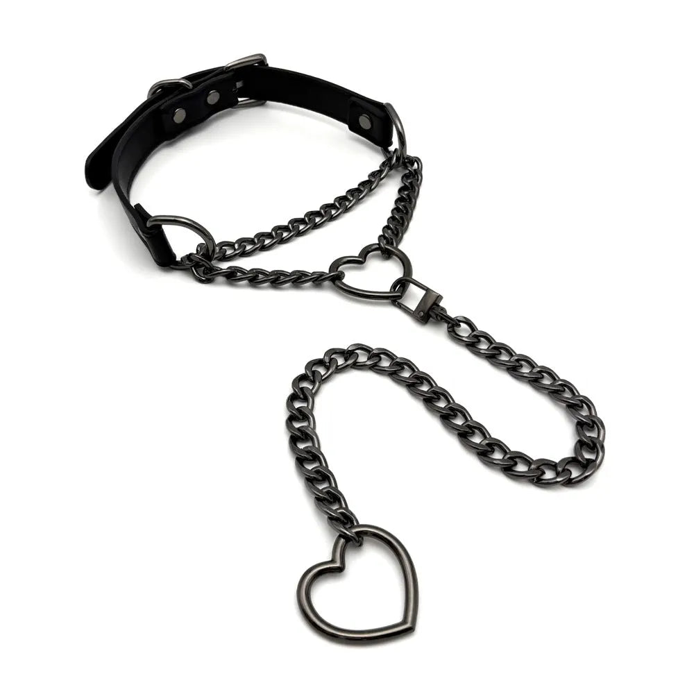 Leather love neckband in black gold and pink black for couples unisex