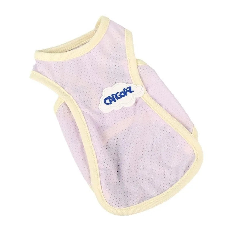 Grass green sleeveless vest for a cat, made from thin polyester fabric, on a white background.