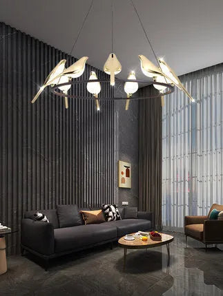 Modern simple aluminium alloy hall lamp with iron chandelier design and adjustable height feature