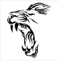 Tiger head black white bumper sticker 23.4x28.8cm PVC car window decal