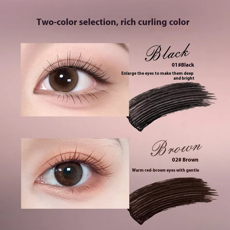 Long Curling Long-Lasting Setting Mascara tube in black or brown shade on a white background.
