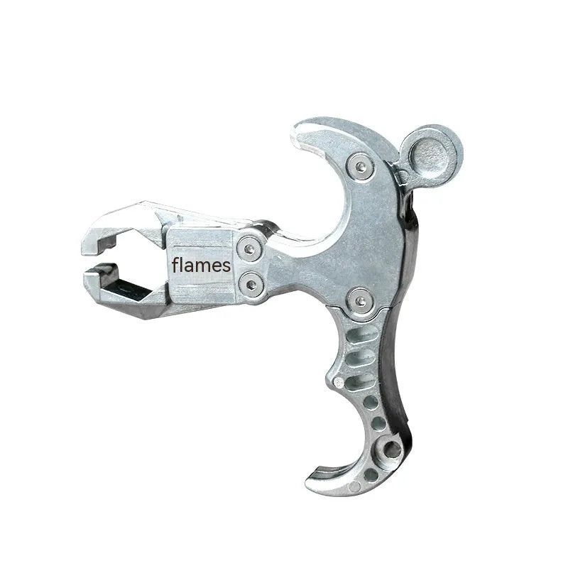 Zinc alloy archery release aid showing two-axis harpoon clip mechanism