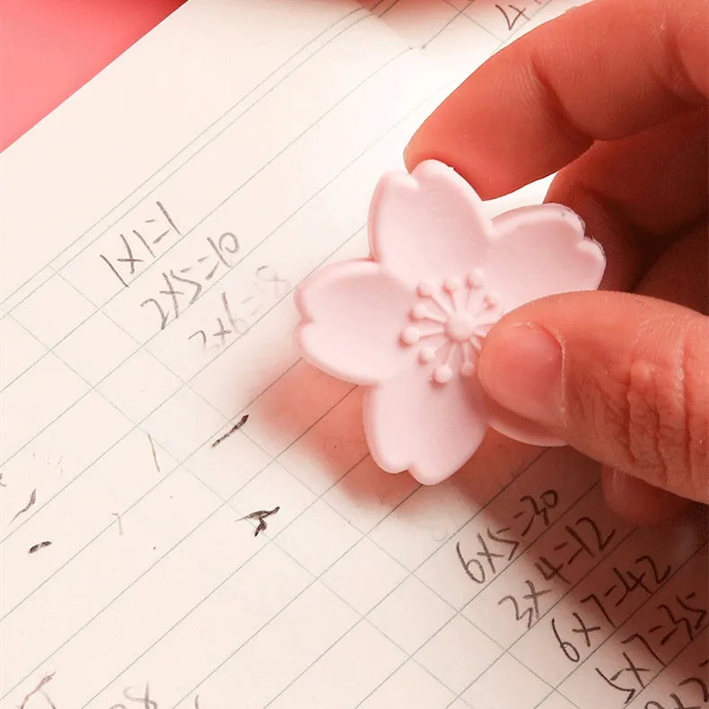 Cherry blossom design soft rubber eraser that leaves no marks and produces little debris.