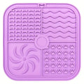 Bottom suction cup non-slip silicone pet slow food mat in gray, shown with a pet bowl on a tiled floor