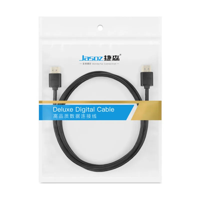 HDMI computer video cable with gold-plated connectors and flexible thin design in hairline finish