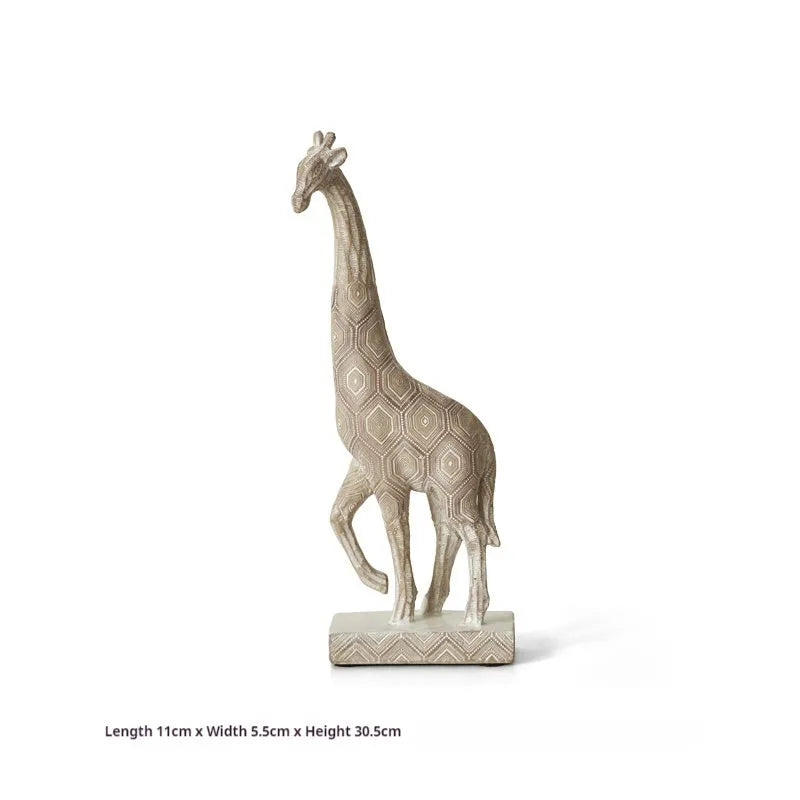 Wood colour synthetic resin giraffe ornament on a shelf, measuring 30.5 cm tall.