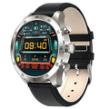 Black smart watch with Bluetooth calling for Apple iOS showing music display and heart rate monitoring