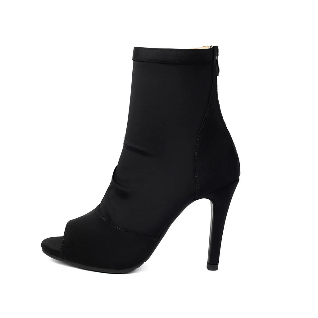 Women's fishmouth stiletto boots indoor shoe soles rubber sole black 7cm heel size 35