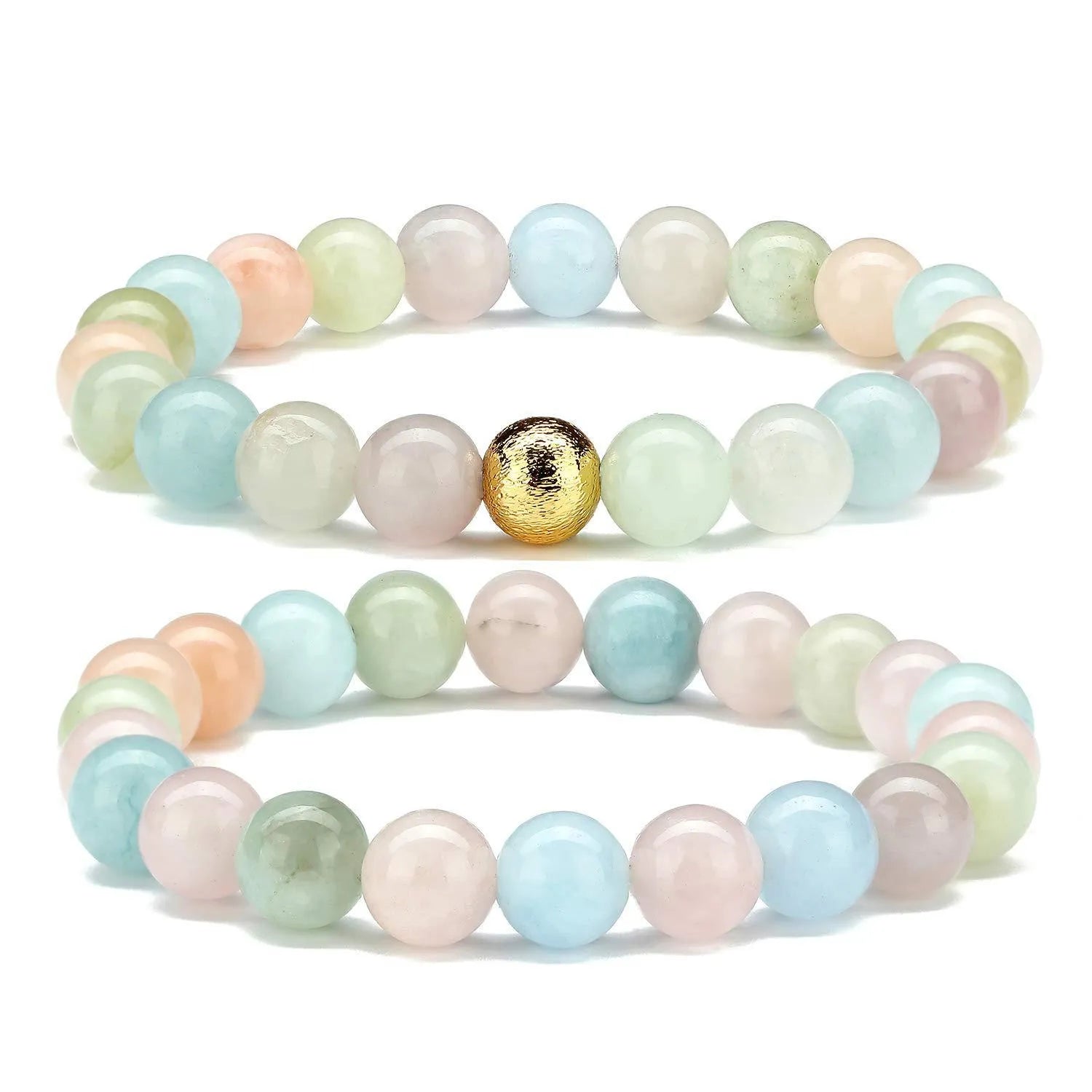 Handmade 8mm agate stone bead bracelet for women shown in one of fourteen available colours.