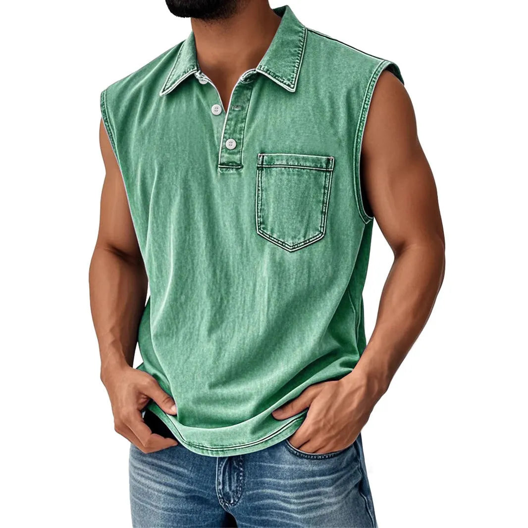 3D digital print men's button polo shirt short sleeve loose fit polyester casual top