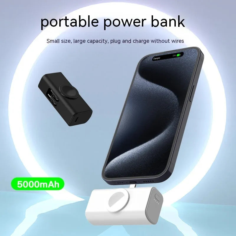 White plastic portable power bank capsule shape with folding double head design